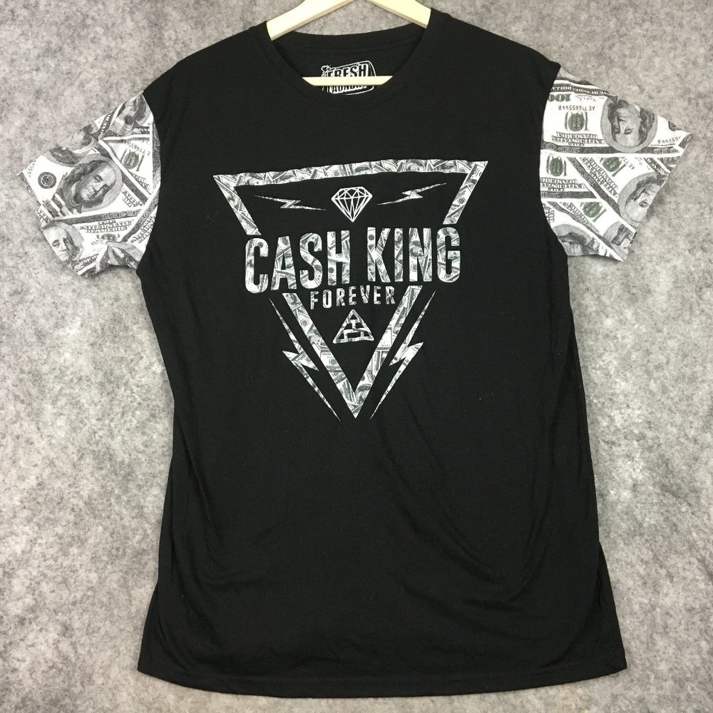 Fresh Laundry T Shirt M Womens Cash King Diamond Dollar Bills Print Graphic